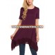 Womens Chiffon Ruffle Hem Modal Tunic Tops Loose Casual Swing T Shirt Dress