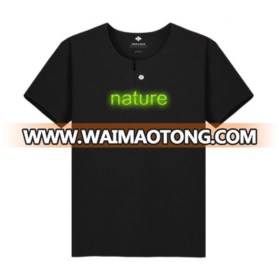 Glow in dark henley style graphic t-shirt